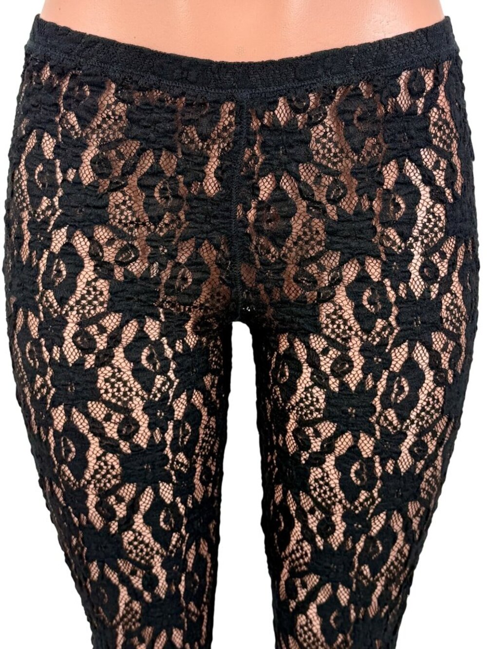 NWT Free People Black Sheer Floral Lace Leggings | Whimsigoth Dark Coquette Boho - Picture 3 of 16